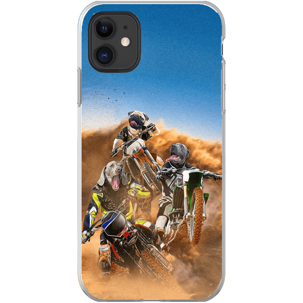 Funda personalizada para teléfono con 3 mascotas &#39;The Motocross Riders&#39;