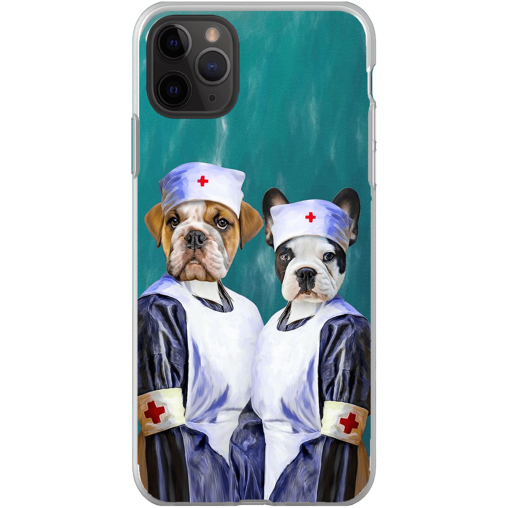 Funda personalizada para teléfono con 2 mascotas &#39;Las enfermeras&#39;