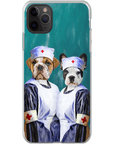 Funda personalizada para teléfono con 2 mascotas 'Las enfermeras'