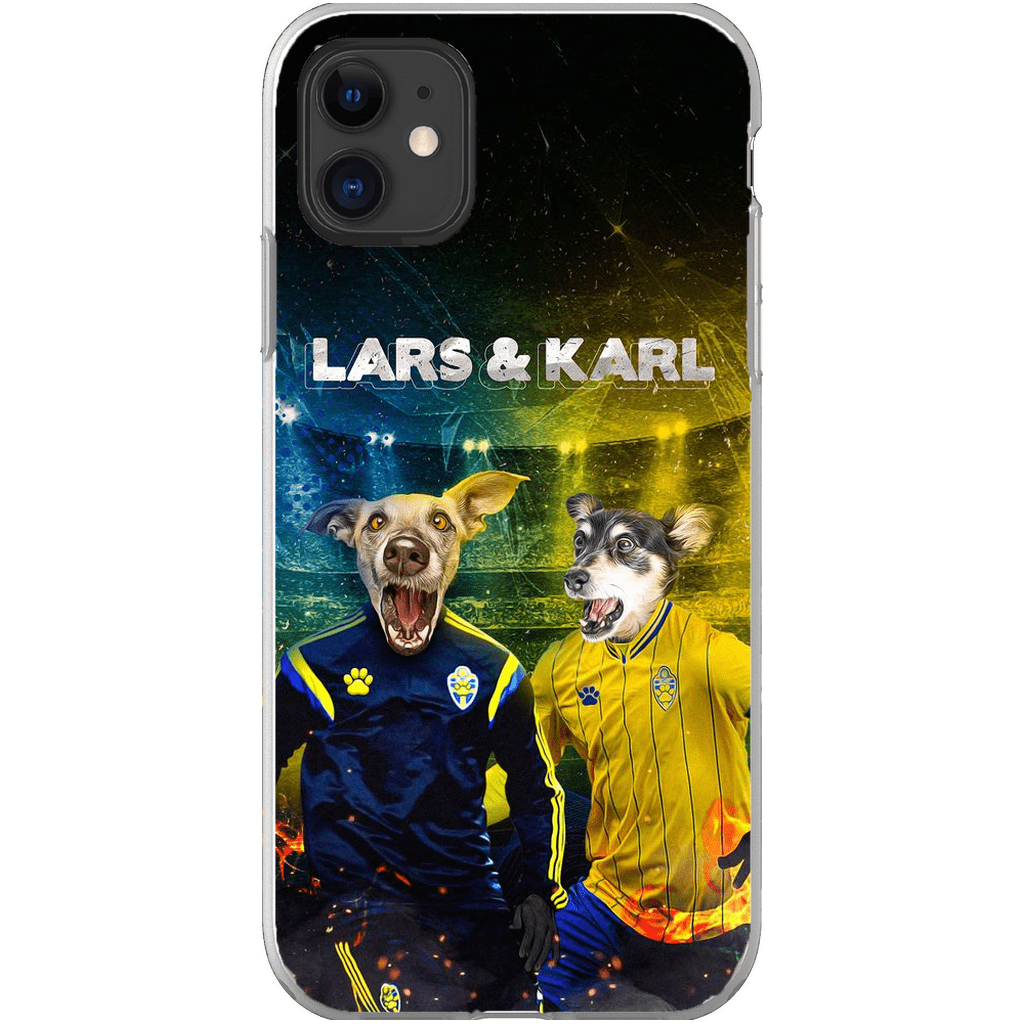 Funda personalizada para teléfono con 2 mascotas &#39;Sweden Doggos Euro Football&#39;