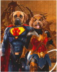 Puzzle personalizado de 2 mascotas 'Superdog &amp; Wonder Doggette'