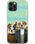 Funda personalizada para teléfono con 2 mascotas 'American Pawthic'