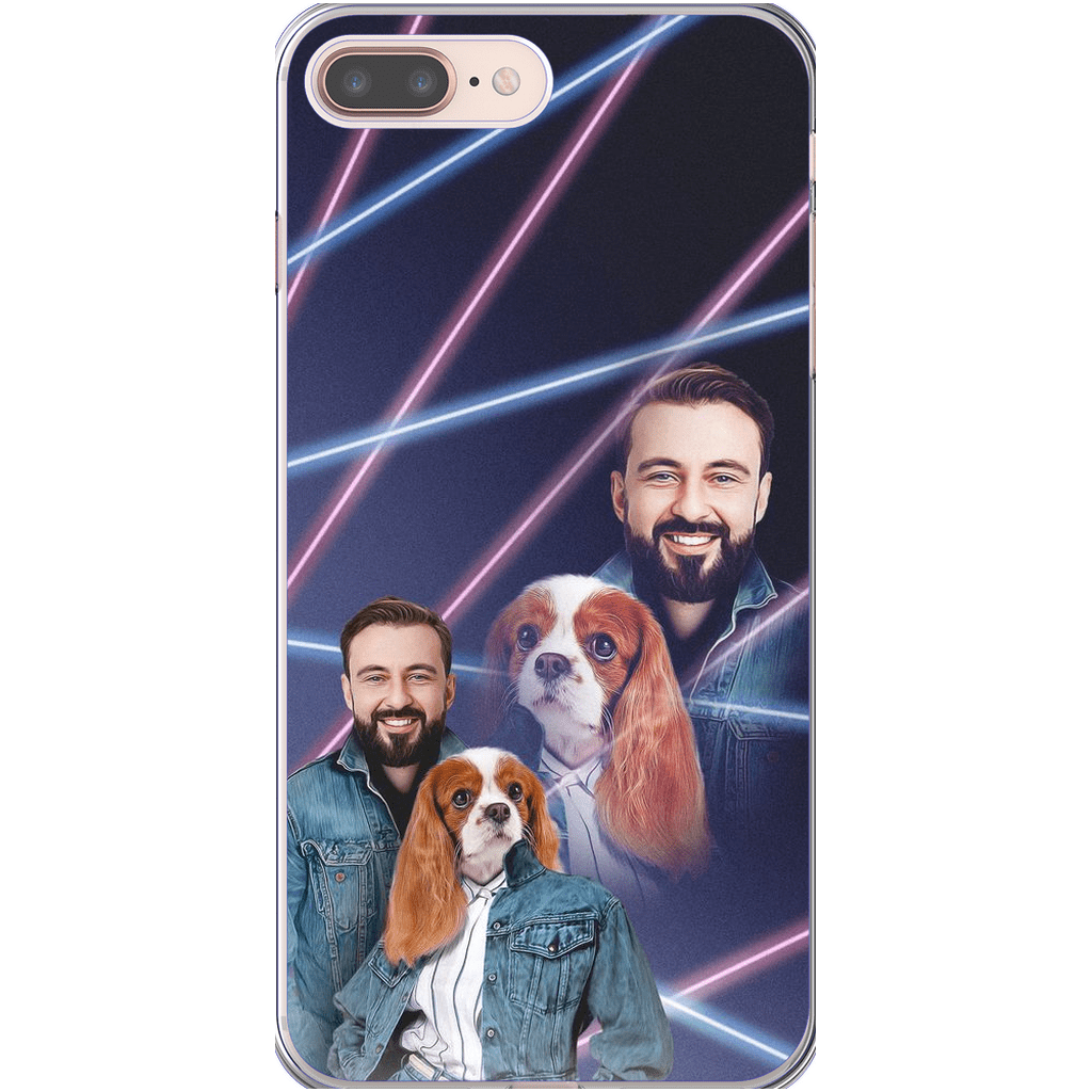 Funda para teléfono personalizada Lazer Portrait Pet (femenino)/humano (masculino) de los años 80