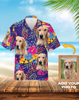 Camisa hawaiana personalizada (Lavanda prismática: 1-4 mascotas)