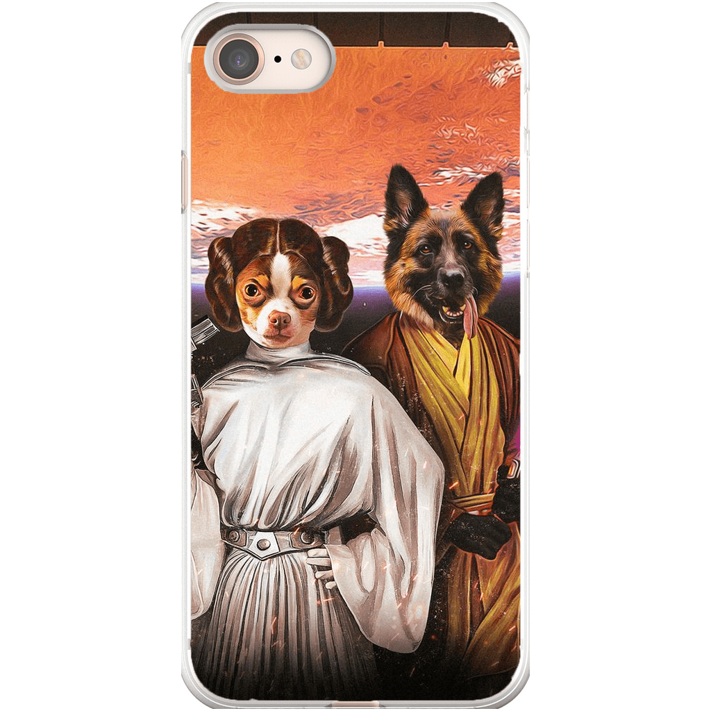 Funda personalizada para teléfono con 2 mascotas &#39;Princess Leidown &amp;amp; Jedi-Doggo&#39;