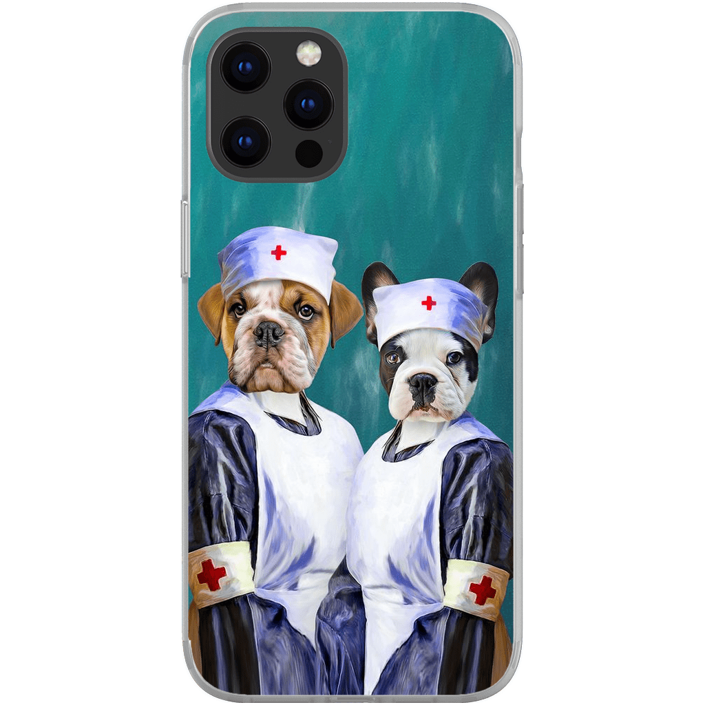 Funda personalizada para teléfono con 2 mascotas &#39;Las enfermeras&#39;