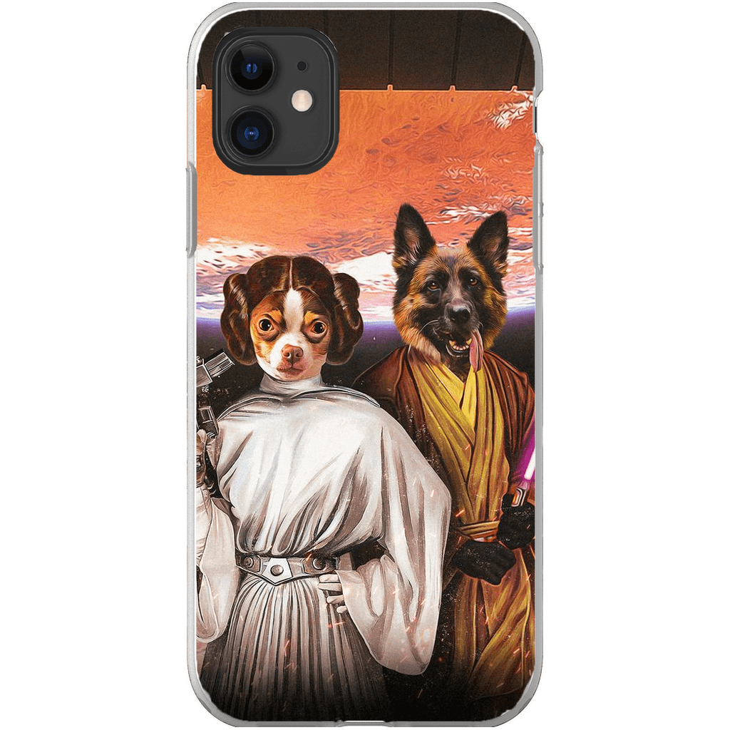 Funda personalizada para teléfono con 2 mascotas &#39;Princess Leidown &amp;amp; Jedi-Doggo&#39;