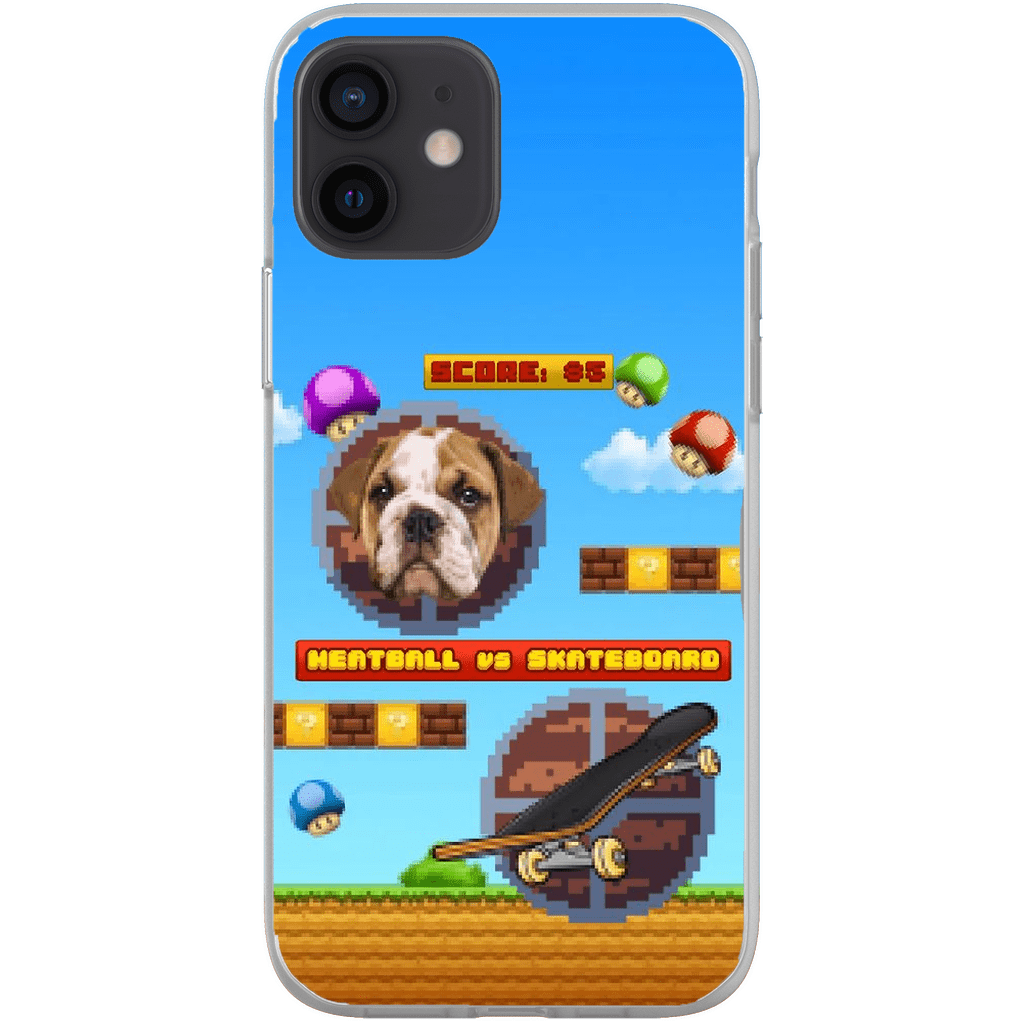 Funda de teléfono para mascotas personalizada con videojuego retro