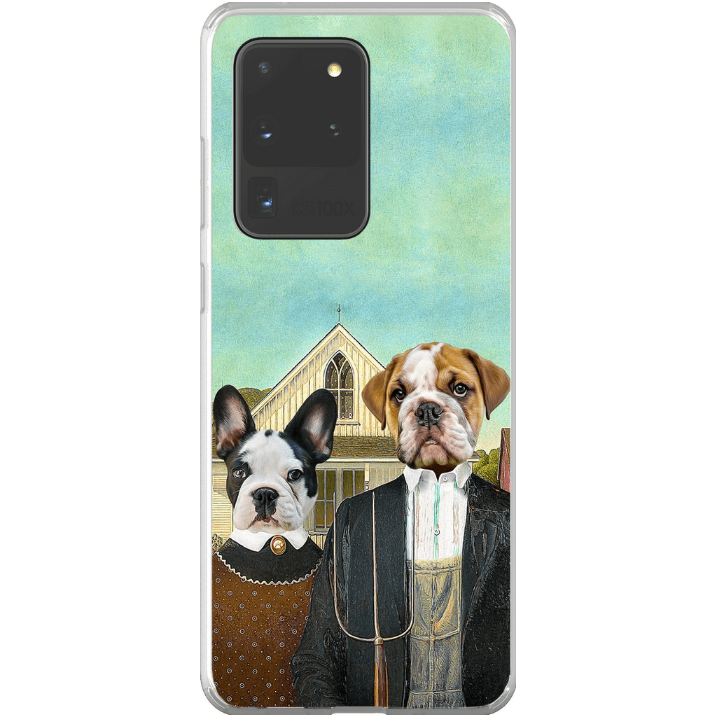 Funda personalizada para teléfono con 2 mascotas &#39;American Pawthic&#39;