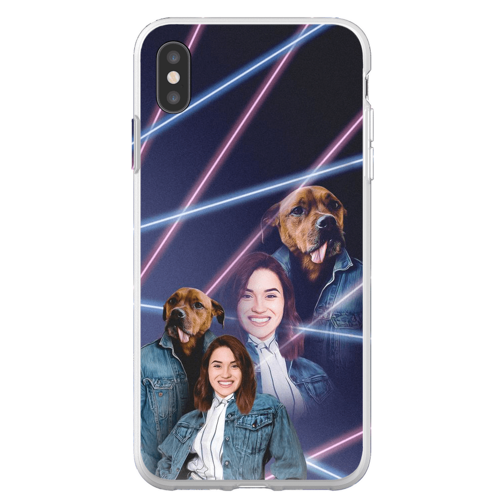 Funda para teléfono personalizada Lazer Portrait Pet (masculino)/humano (femenino) de los años 80