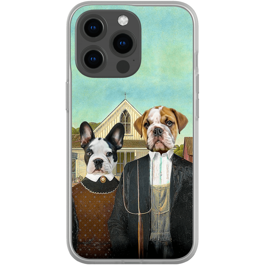 Funda personalizada para teléfono con 2 mascotas &#39;American Pawthic&#39;