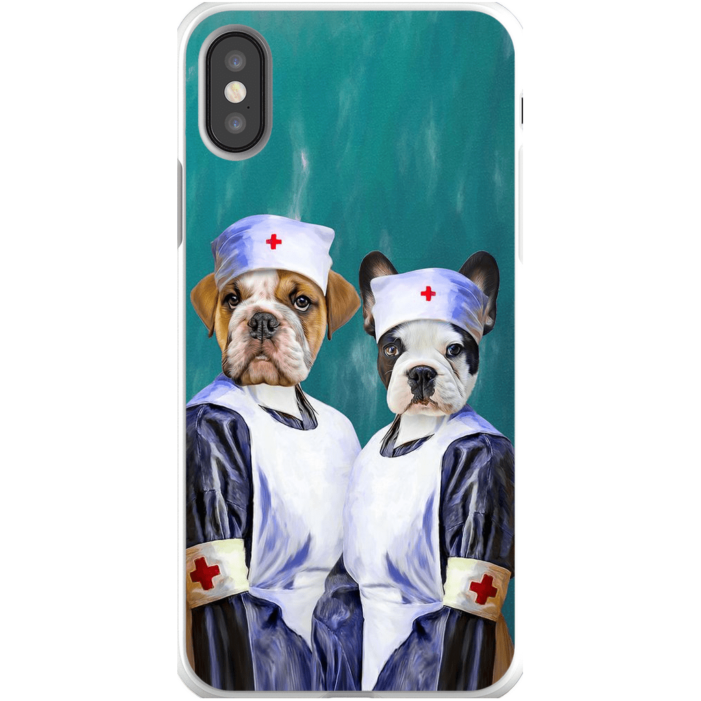 Funda personalizada para teléfono con 2 mascotas &#39;Las enfermeras&#39;