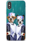 Funda personalizada para teléfono con 2 mascotas 'Las enfermeras'