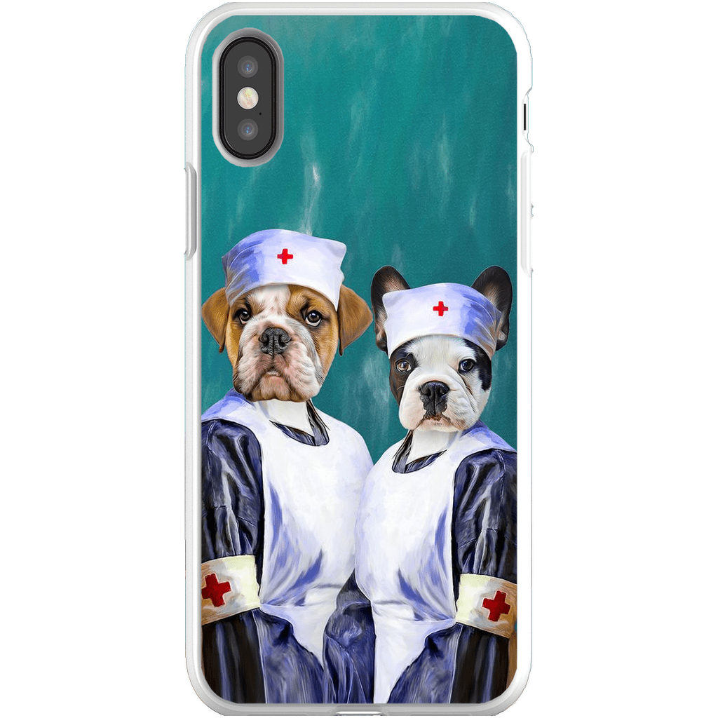 Funda personalizada para teléfono con 2 mascotas &#39;Las enfermeras&#39;