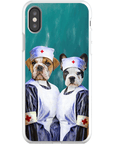 Funda personalizada para teléfono con 2 mascotas 'Las enfermeras'