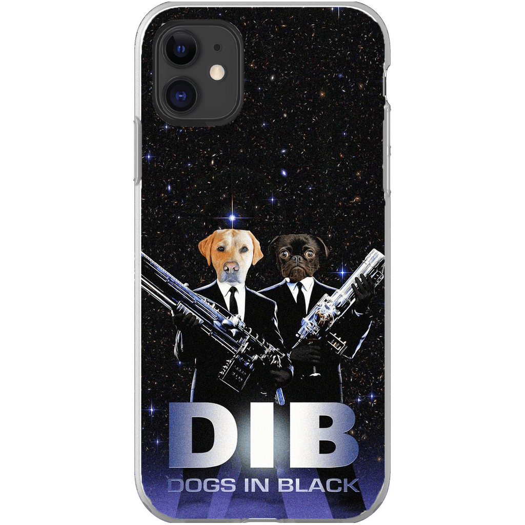 Funda personalizada para teléfono con 2 mascotas &#39;Perros de negro&#39;