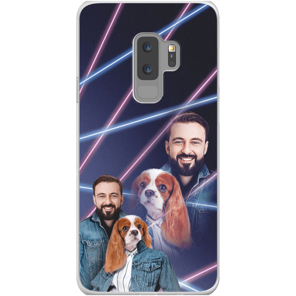 Funda para teléfono personalizada Lazer Portrait Pet (femenino)/humano (masculino) de los años 80