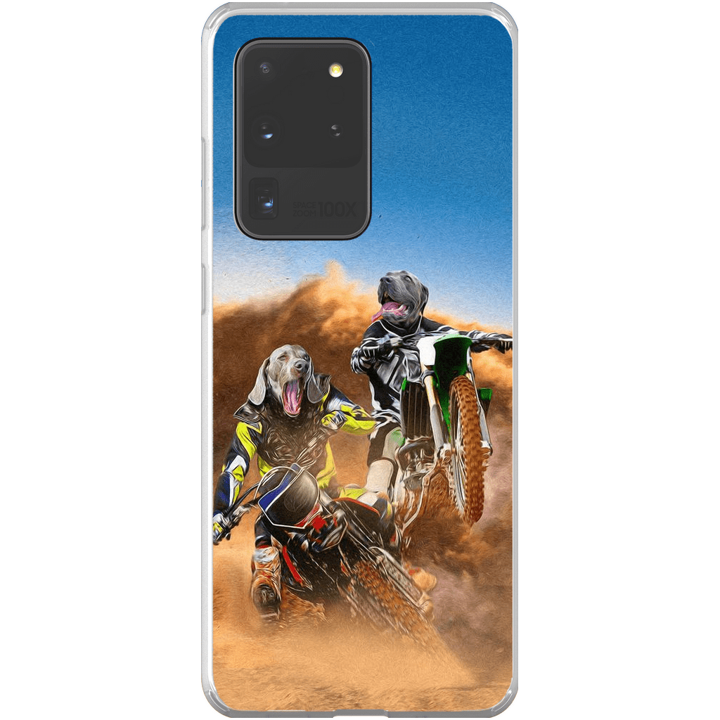 Funda personalizada para teléfono con 2 mascotas &#39;The Motocross Riders&#39;