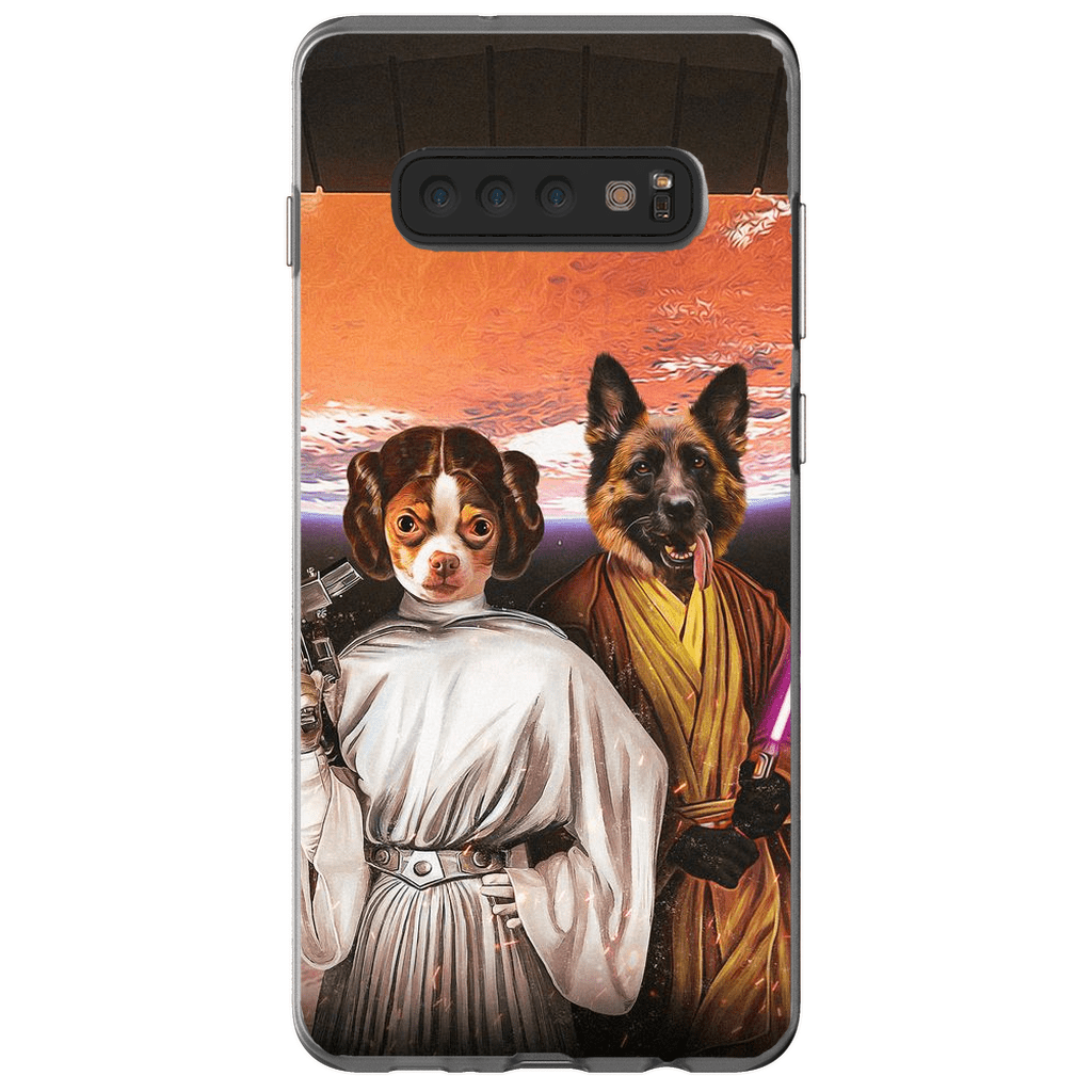 Funda personalizada para teléfono con 2 mascotas &#39;Princess Leidown &amp;amp; Jedi-Doggo&#39;