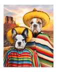 Lienzo de pie personalizado para 2 mascotas '2 Amigos'