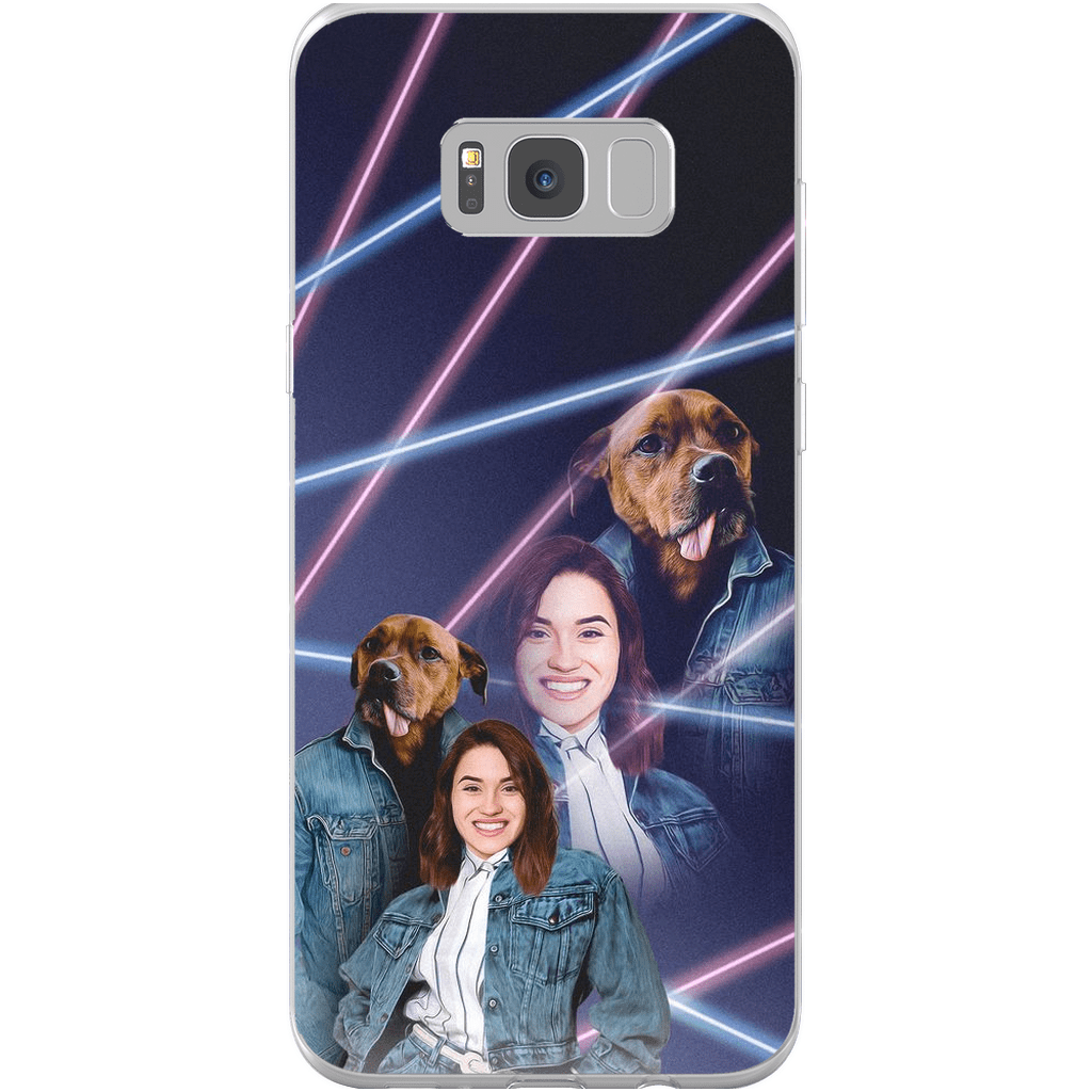 Funda para teléfono personalizada Lazer Portrait Pet (masculino)/humano (femenino) de los años 80