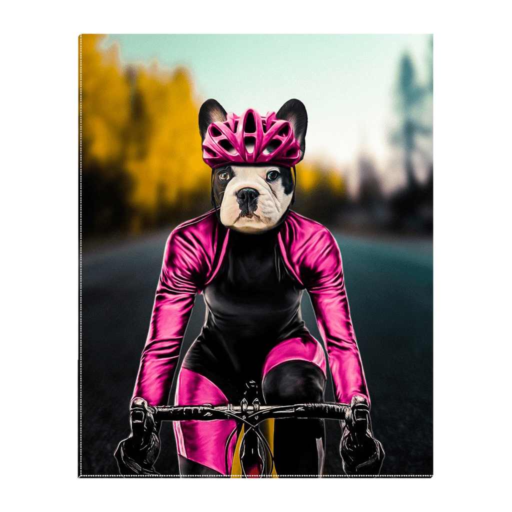 Lienzo personalizado para mascotas &#39;La ciclista femenina&#39;