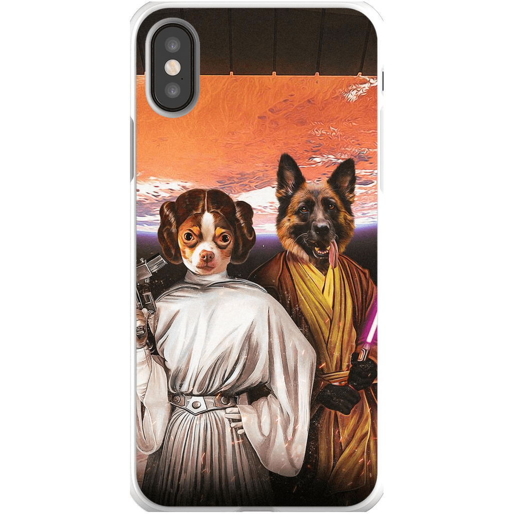 Funda personalizada para teléfono con 2 mascotas &#39;Princess Leidown &amp;amp; Jedi-Doggo&#39;