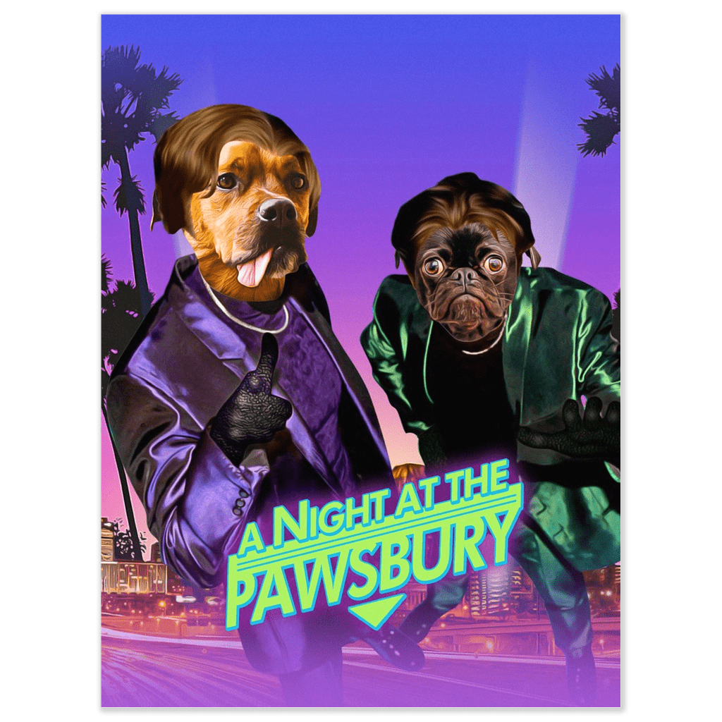 Póster personalizado para 2 mascotas &#39;Una noche en el Pawsbury&#39;