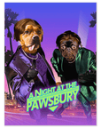 Póster personalizado para 2 mascotas 'Una noche en el Pawsbury'