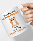 Taza con diseño de perro o gato sirviente humano personalizable en vivo (¡hasta 4 mascotas!)