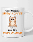 Taza con diseño de perro o gato sirviente humano personalizable en vivo (¡hasta 4 mascotas!)