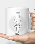 Taza personalizada Mano a mano para padres (mascotas/niños)