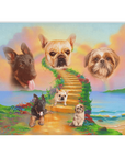 Manta personalizada para 3 mascotas 'The Rainbow Bridge 3 Pet' 