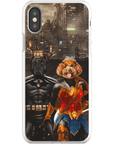 Funda personalizada para teléfono con 2 mascotas 'Batdog &amp; Wonder Doggette'