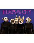 Lienzo personalizado para 4 mascotas 'Humps in the City'