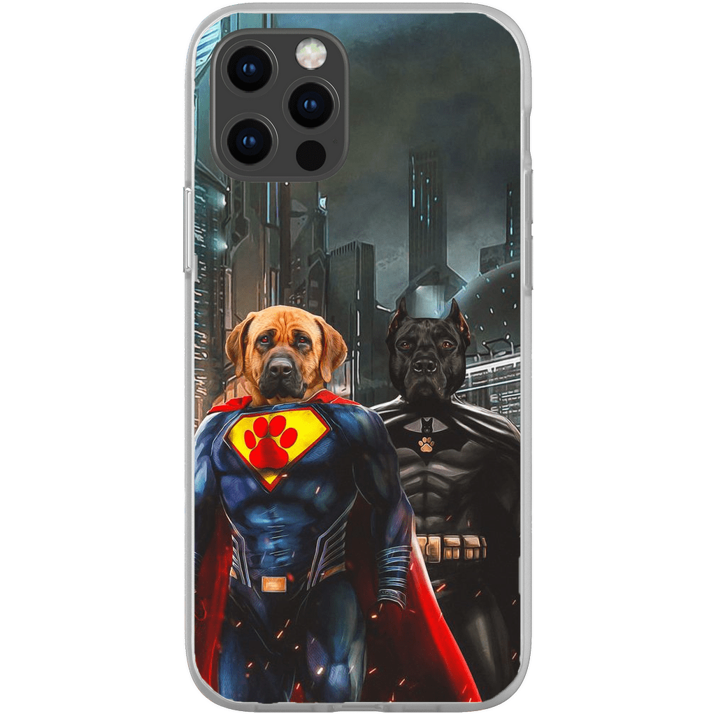 Funda personalizada para teléfono con 2 mascotas &#39;Superdog &amp;amp; Batdog&#39;