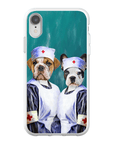 Funda personalizada para teléfono con 2 mascotas 'Las enfermeras'