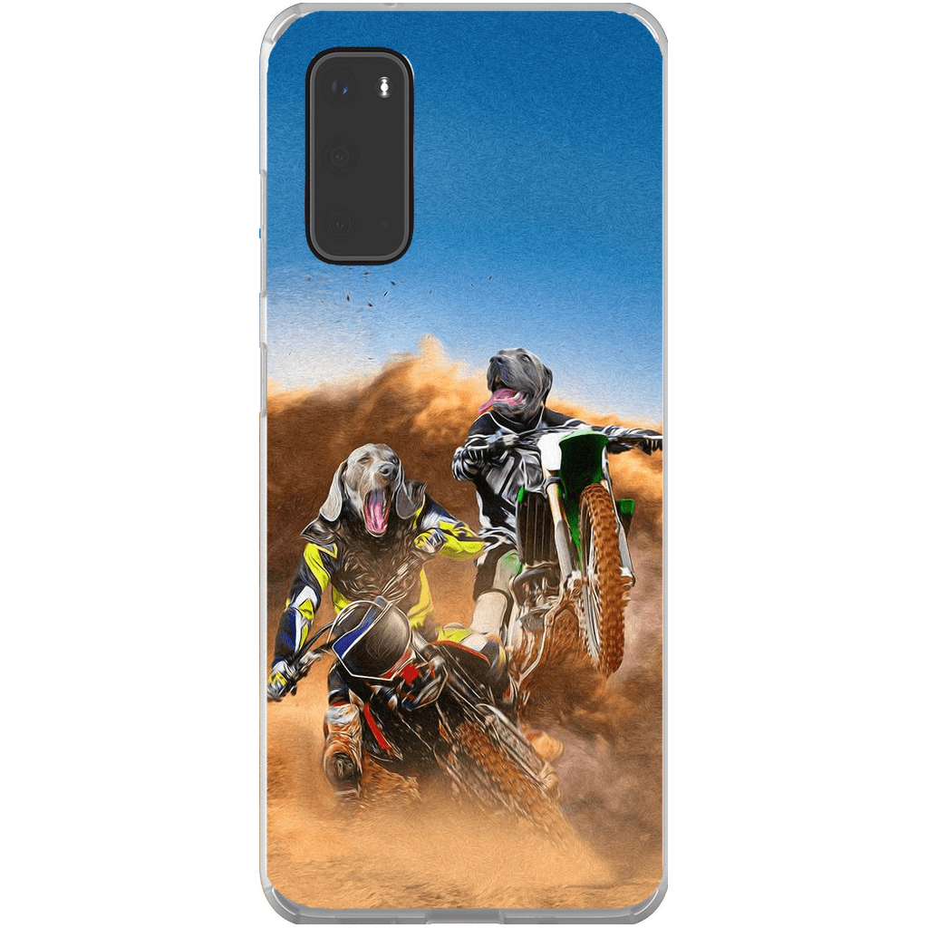 Funda personalizada para teléfono con 2 mascotas &#39;The Motocross Riders&#39;