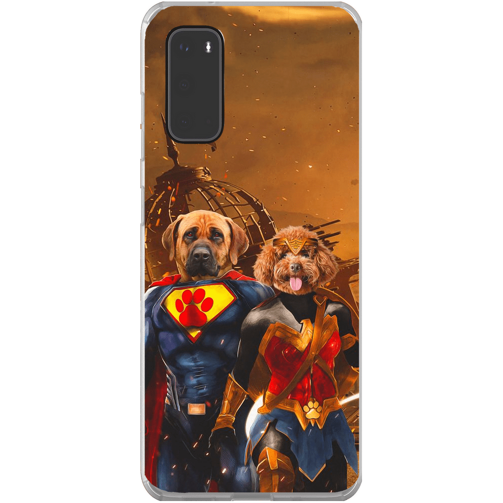 Funda personalizada para teléfono con 2 mascotas &#39;Superdog &amp;amp; Wonder Doggette&#39;