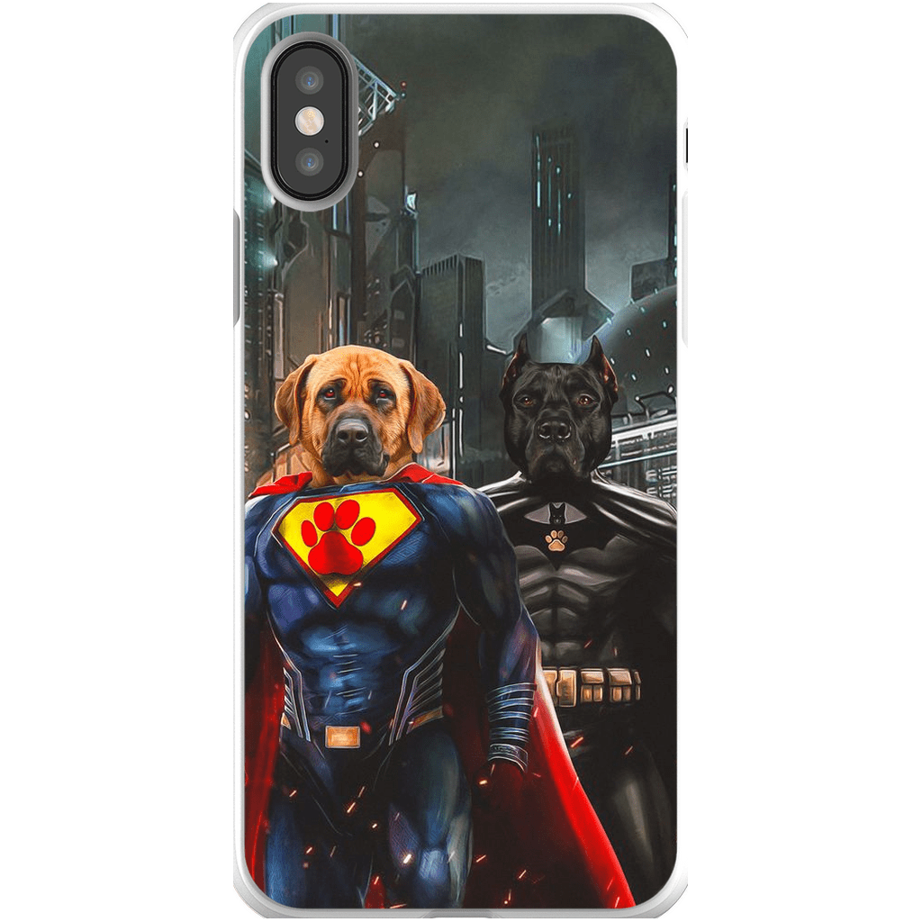 Funda personalizada para teléfono con 2 mascotas &#39;Superdog &amp;amp; Batdog&#39;