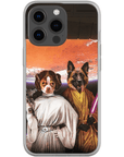 Funda personalizada para teléfono con 2 mascotas 'Princess Leidown &amp; Jedi-Doggo'