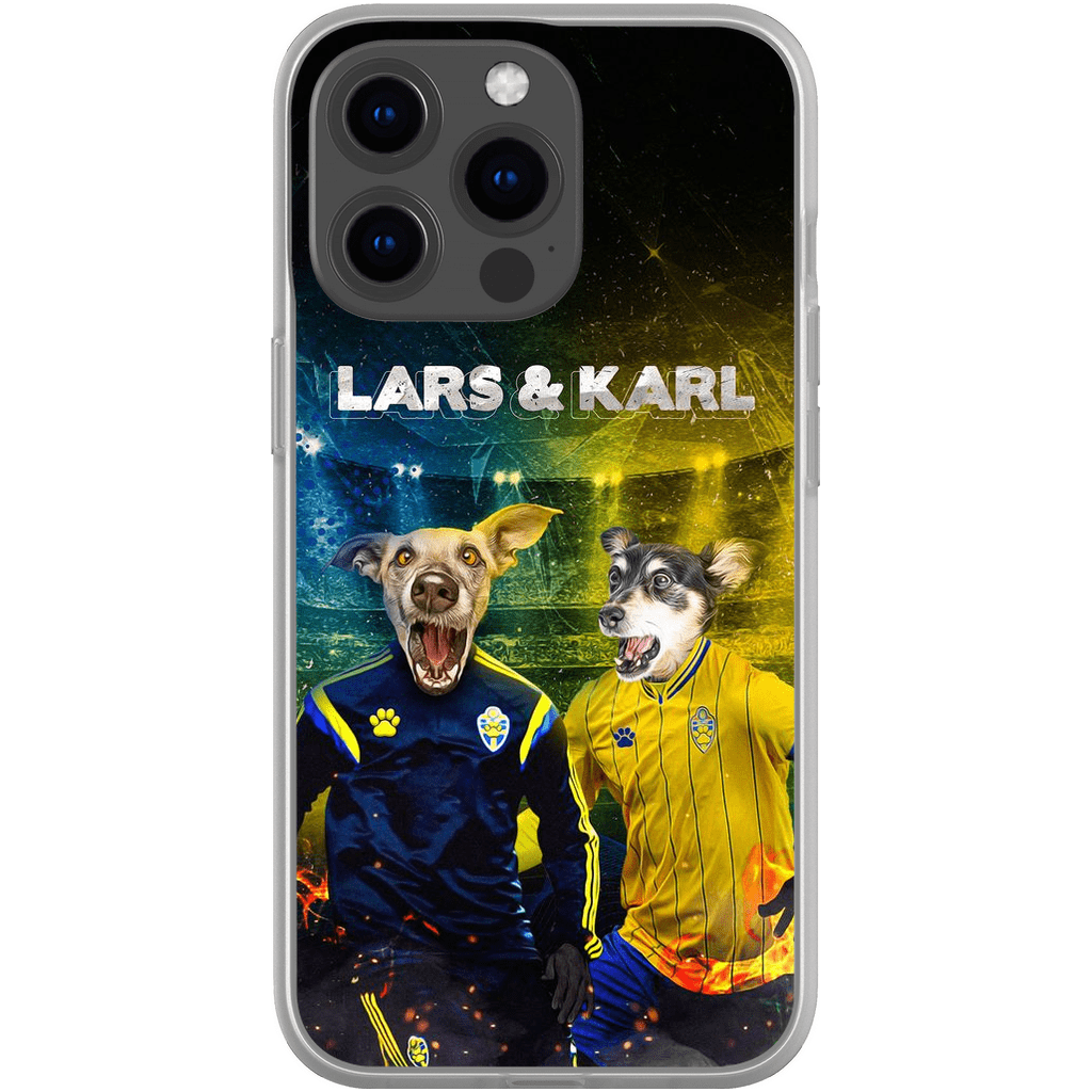 Funda personalizada para teléfono con 2 mascotas &#39;Sweden Doggos Euro Football&#39;