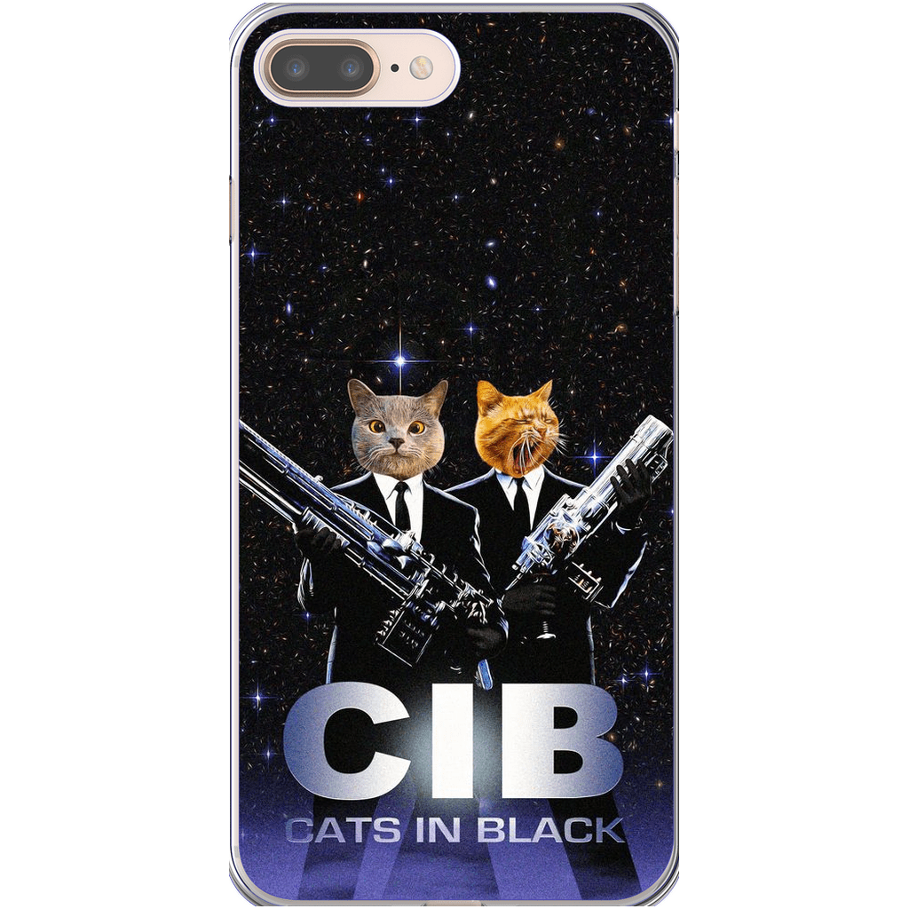 Funda personalizada para teléfono con 2 mascotas &#39;Gatos en negro&#39;