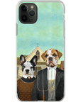 Funda personalizada para teléfono con 2 mascotas 'American Pawthic'