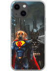 Funda personalizada para teléfono con 2 mascotas 'Superdog &amp; Batdog'