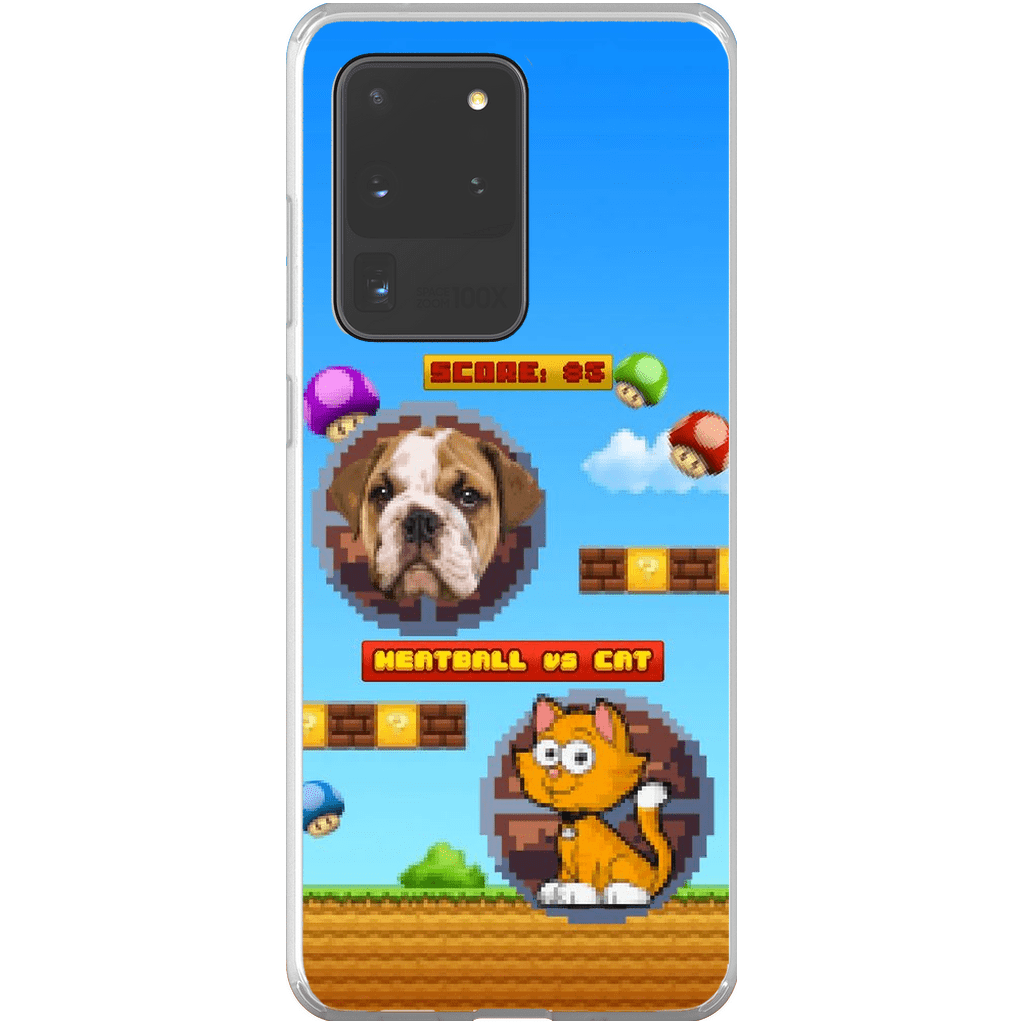 Funda de teléfono para mascotas personalizada con videojuego retro