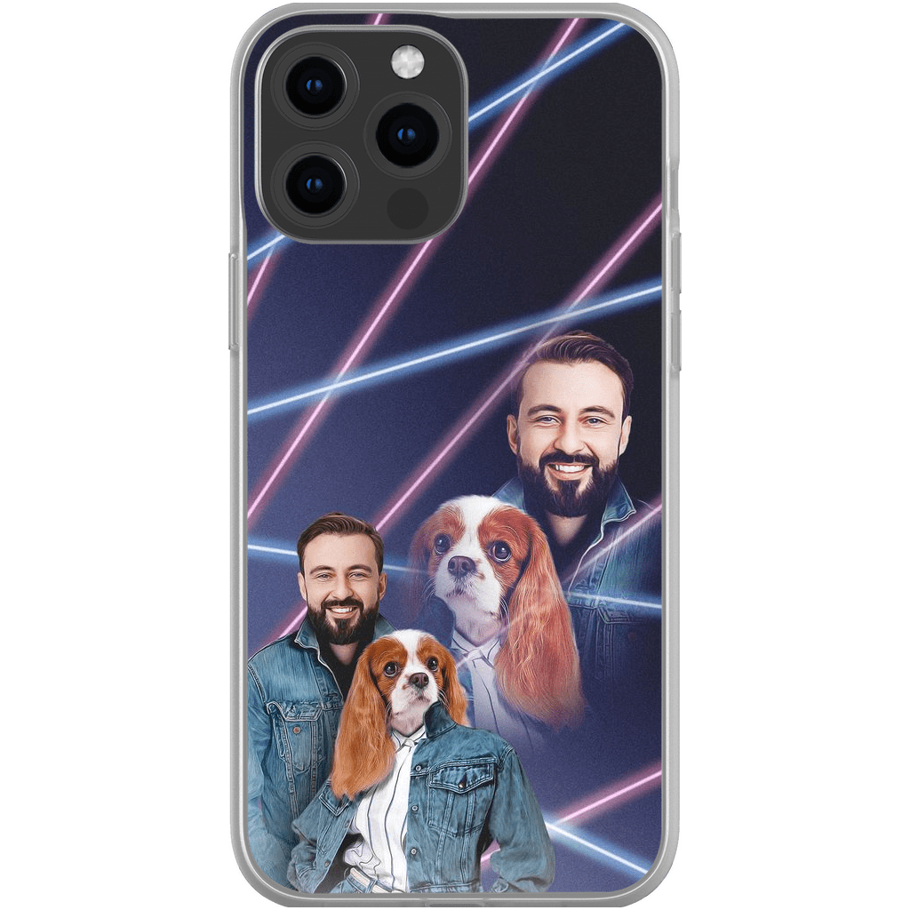 Funda para teléfono personalizada Lazer Portrait Pet (femenino)/humano (masculino) de los años 80