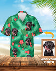 Camisa hawaiana personalizada (verde tridente: 1-4 mascotas)