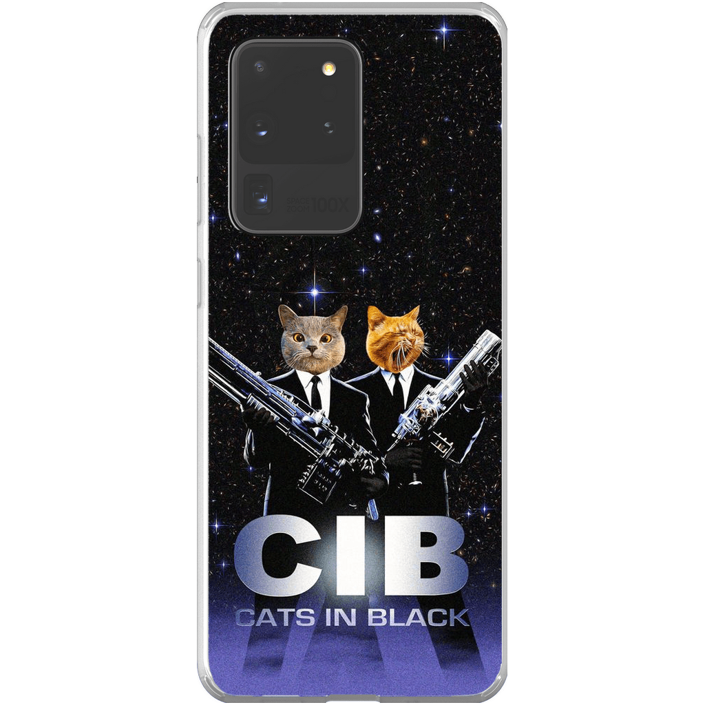 Funda personalizada para teléfono con 2 mascotas &#39;Gatos en negro&#39;