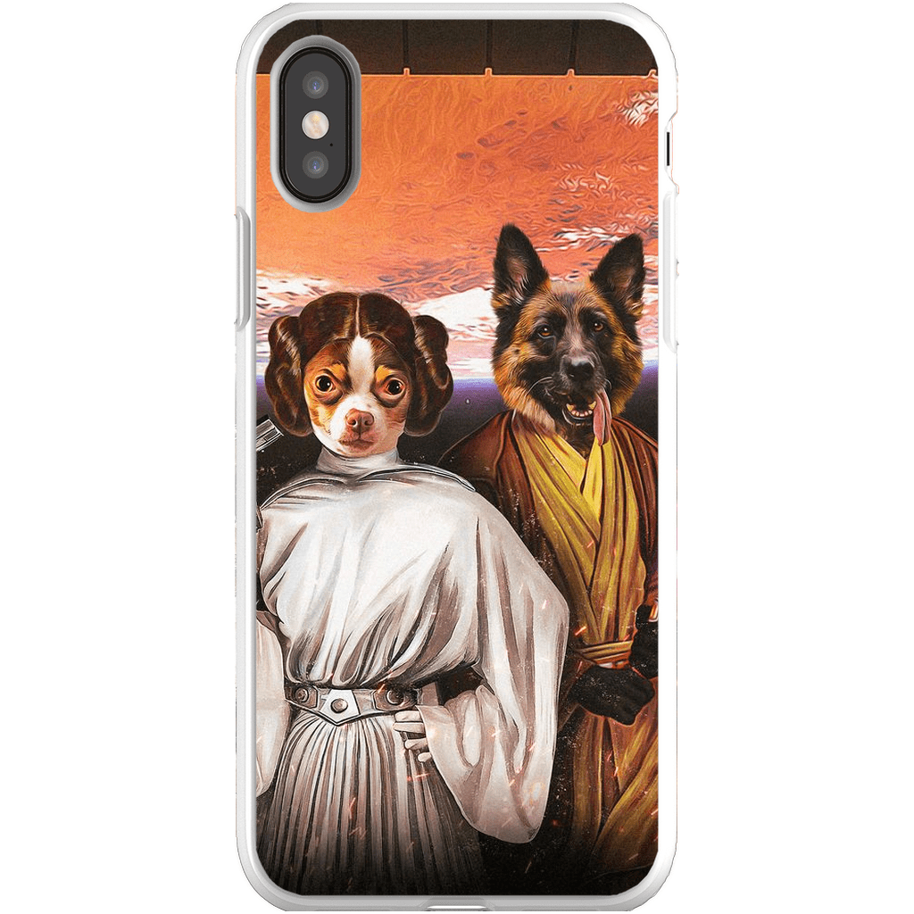 Funda personalizada para teléfono con 2 mascotas &#39;Princess Leidown &amp;amp; Jedi-Doggo&#39;